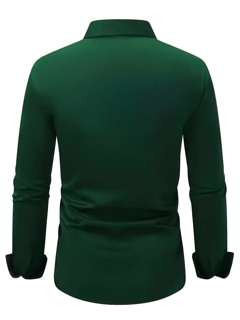 Essential men's long-sleeve slim-fit shirt, breathable & modern for a versatile wardrobe.