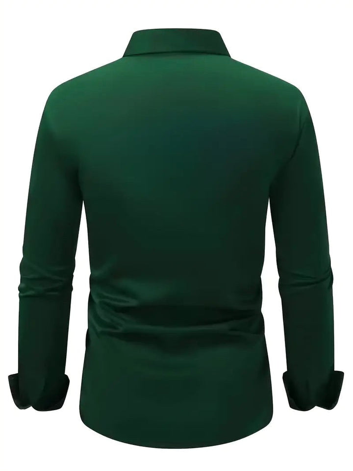 Essential men's long-sleeve slim-fit shirt, breathable & modern for a versatile wardrobe.