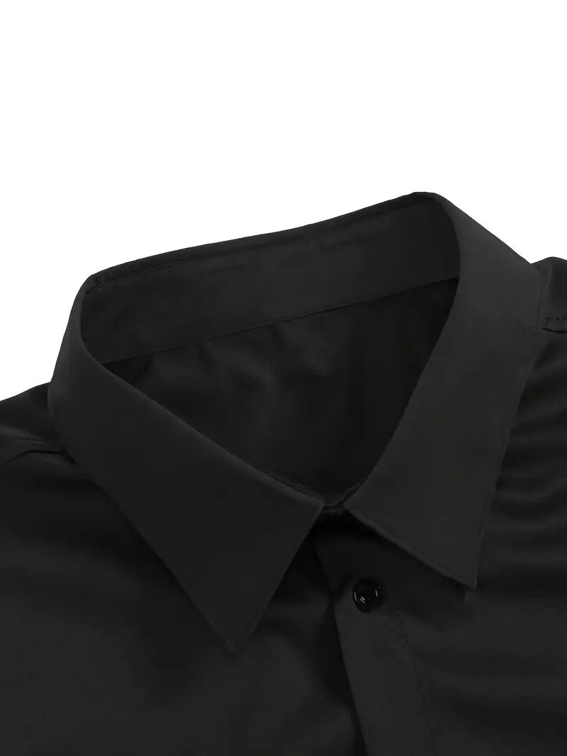 Breathable long-sleeve men's shirt, slim-fit & modern, perfect for casual or smart occasions.