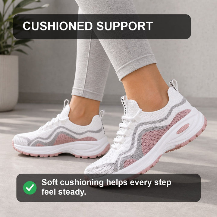 Breathable fabric on women's activewear shoes, ensuring cool and comfortable feet all day long.