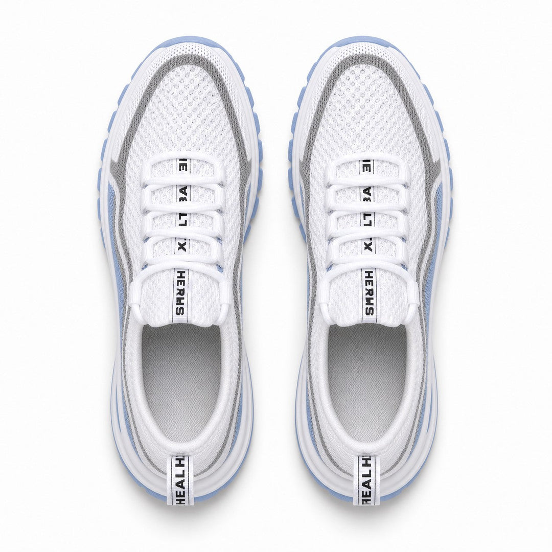 Rear view of women's supportive walking shoes, expertly designed for ultimate all-day comfort.