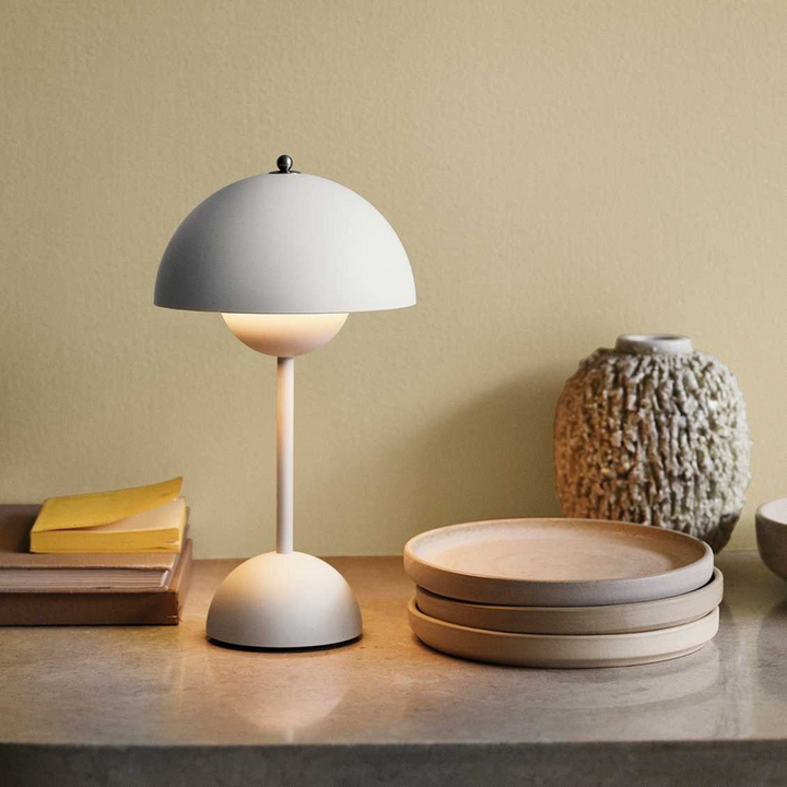 Modern retro LED accent lamp, battery-powered and portable, a charming addition to any home decor.