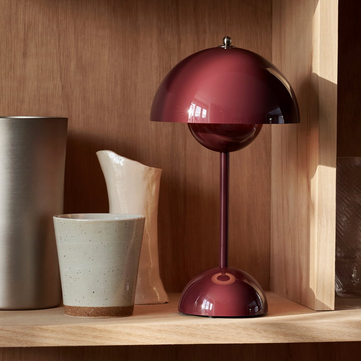 Stylish retro LED accent lamp, rechargeable & cordless for versatile home decor mood lighting.
