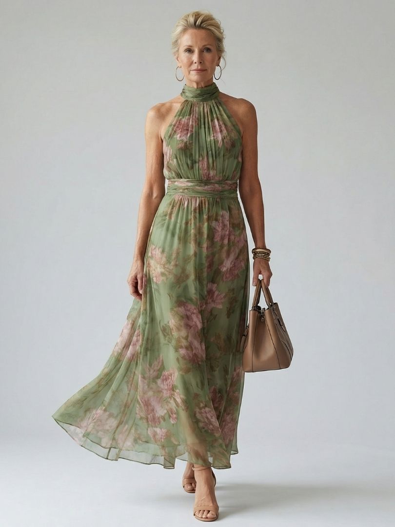 Cordova | Women's Floral Halter Neck Midi Dress - Floral - Image 1