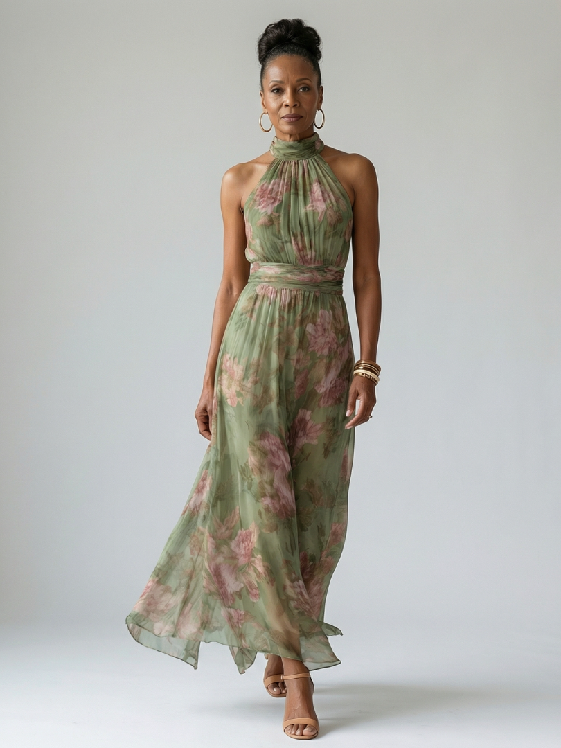 Cordova | Women's Floral Halter Neck Midi Dress - Floral - Image 5