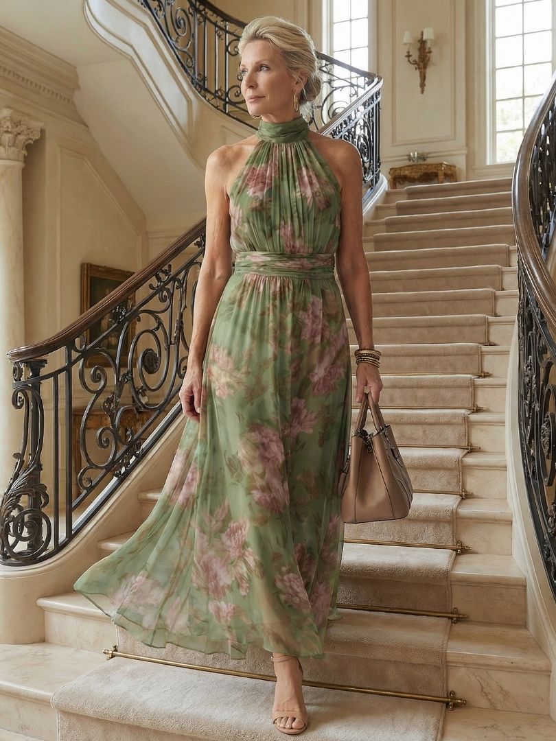 Cordova | Women's Floral Halter Neck Midi Dress - Floral - Image 6