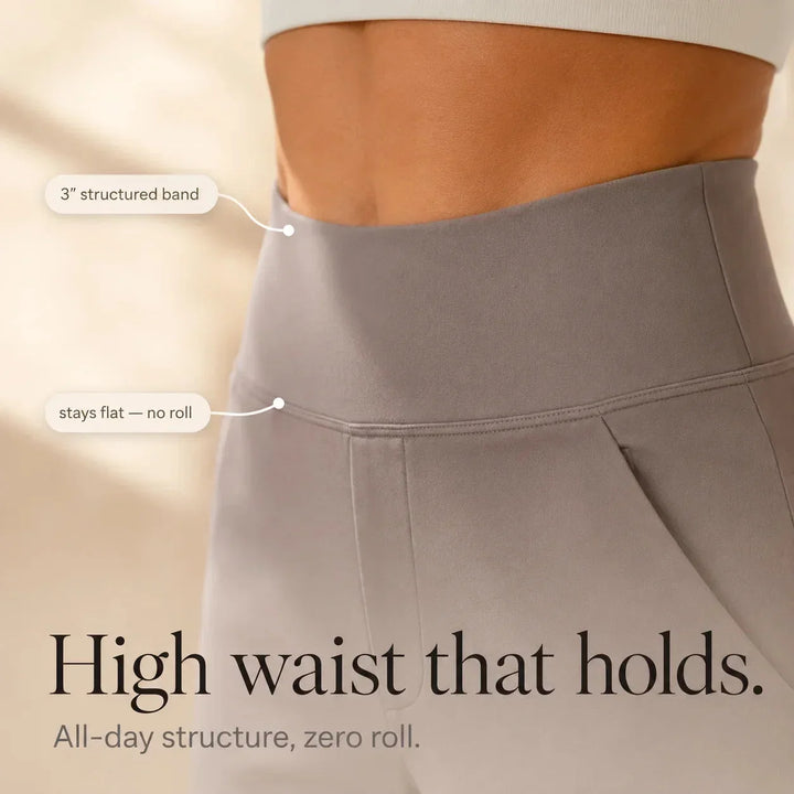 Stretchy high waist women's shorts with practical pockets, designed for comfort & movement.