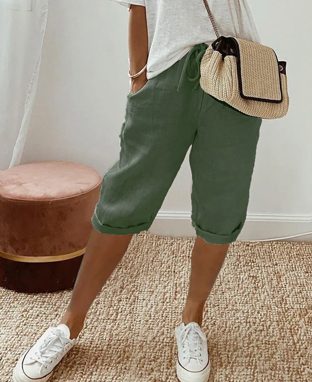 Comfortable BreezeFlow cotton shorts for women, ideal for versatile summer fashion & warm weather everyday wear.