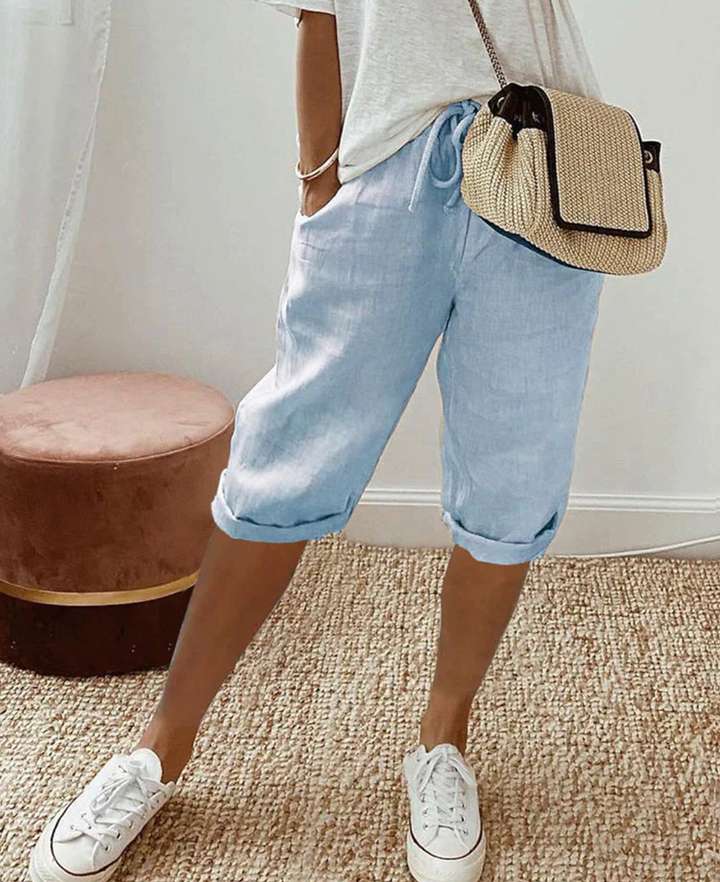 Chic BreezeFlow cotton women's shorts with a relaxed fit, designed for effortless summer style & comfort.