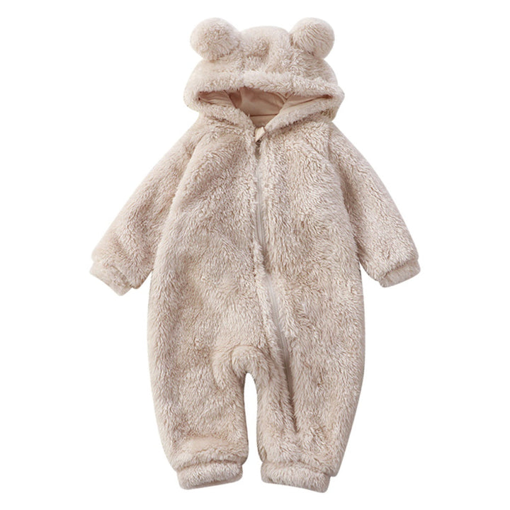 Unisex baby bear onesie, ideal as a winter snowsuit or cute baby shower gift.