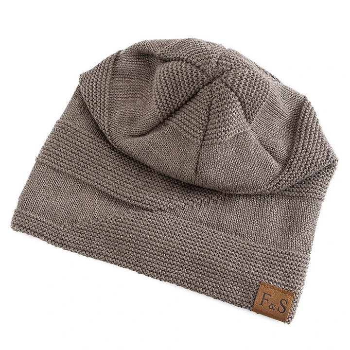 Men's black fleece-lined winter hat, a comfortable and warm beanie.