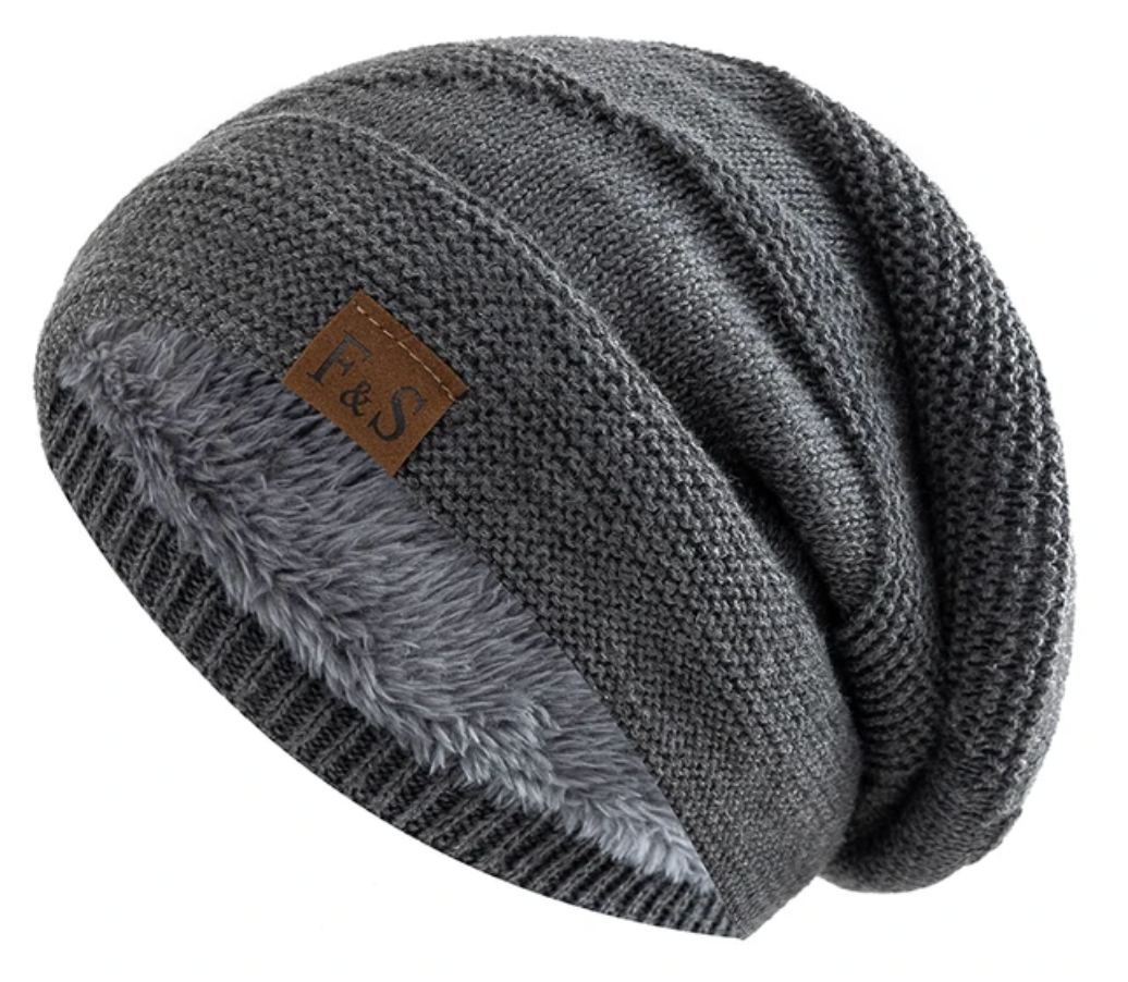 Fashionable red fleece-lined beanie, an ideal gift for winter.
