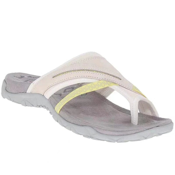 Women's comfortable orthopedic flip flops, designed for arch support, bunion relief, & overall foot health this summer.
