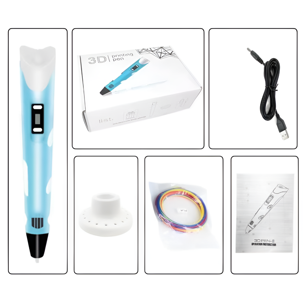 Creative 3D drawing pen with USB power and adjustable speed control for intricate designs.