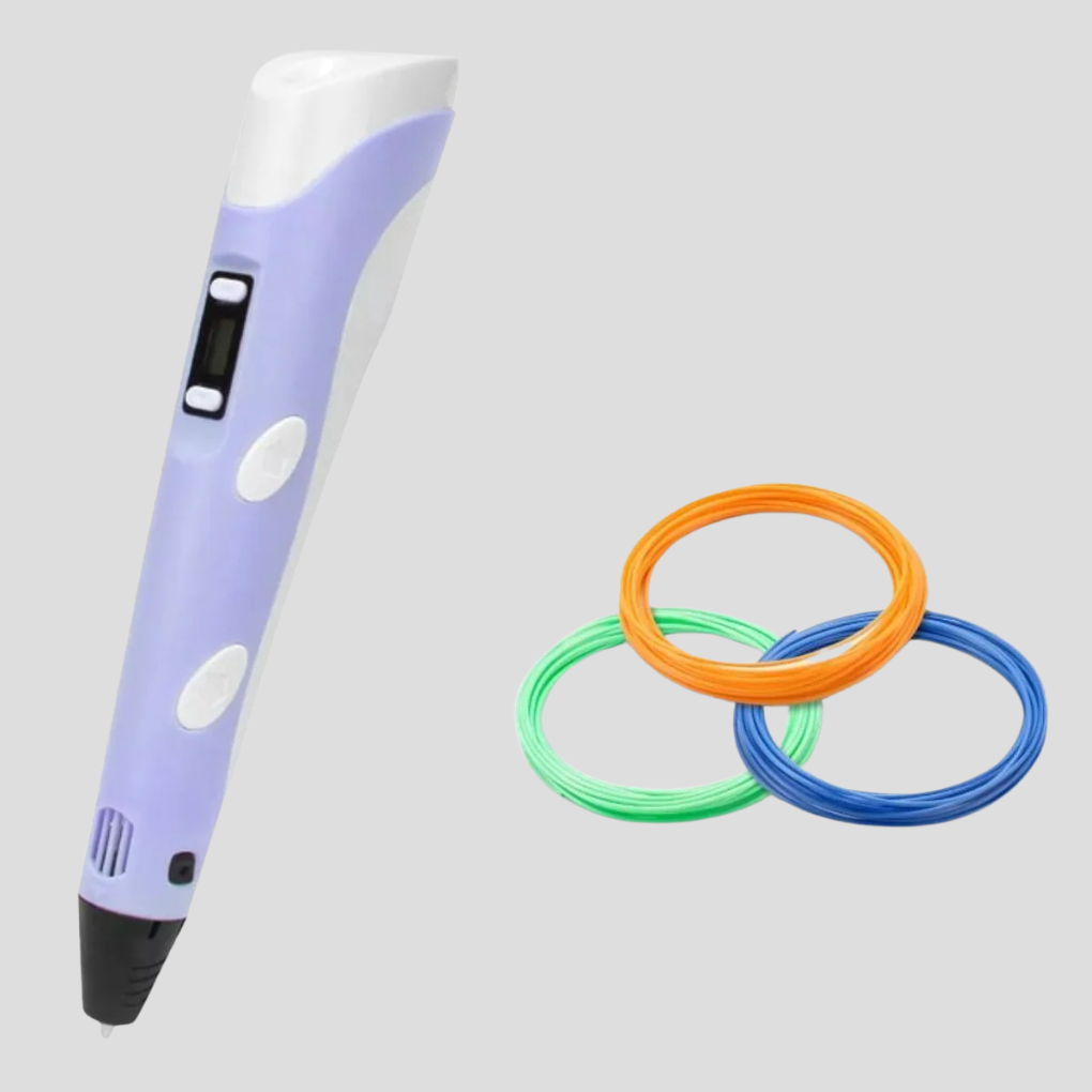 Maker's hands using the adjustable speed 3D pen for detailed model building and art supplies.