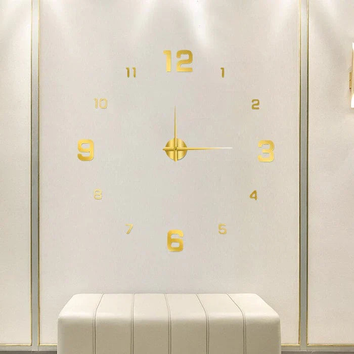 Abstract art DIY wall clock, modern frameless design, oversized statement piece for contemporary decor.