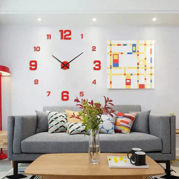 Luminous DIY wall clock, oversized, perfect for modern living room or office decor; glows at night.