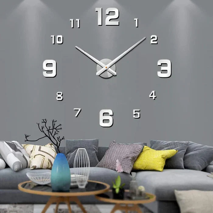 DIY modern wall clock kit, custom large 3D numbers, easy-install creative art for home decor.