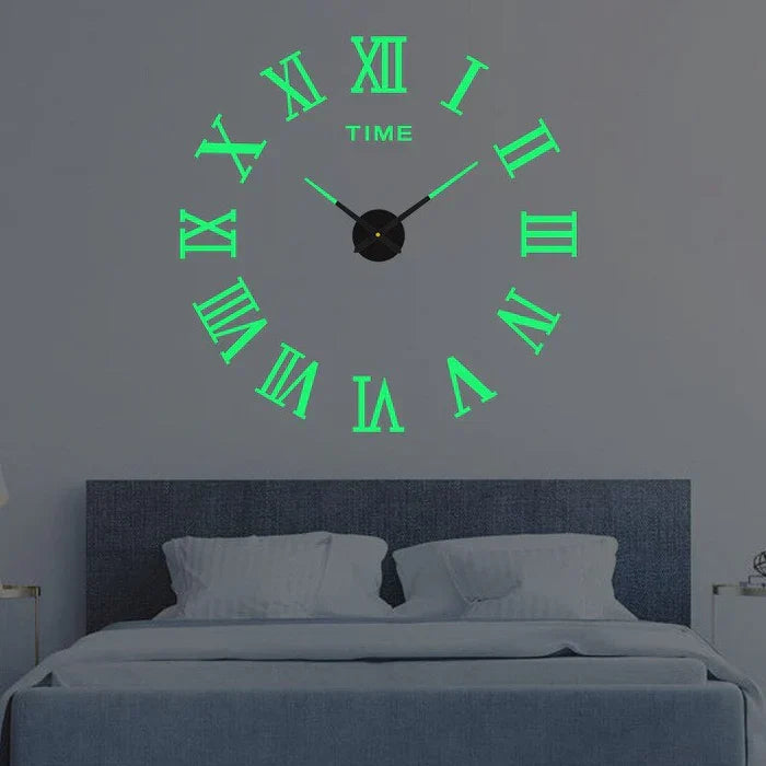Minimalist DIY wall clock, large silent mechanism, modern home art decor, elegant statement piece.