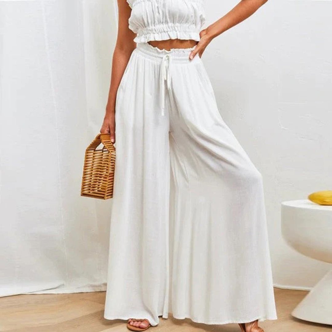 Cressida Women's Two-Piece Set Navy Crop Top Wide Leg Pants Image 1