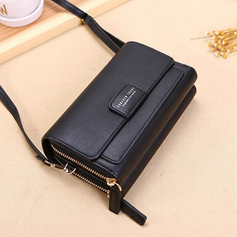 Elegant multi-pocket PU leather crossbody bag, a women's daily fashion essential.