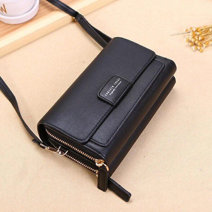 Elegant multi-pocket PU leather crossbody bag, a women's daily fashion essential.