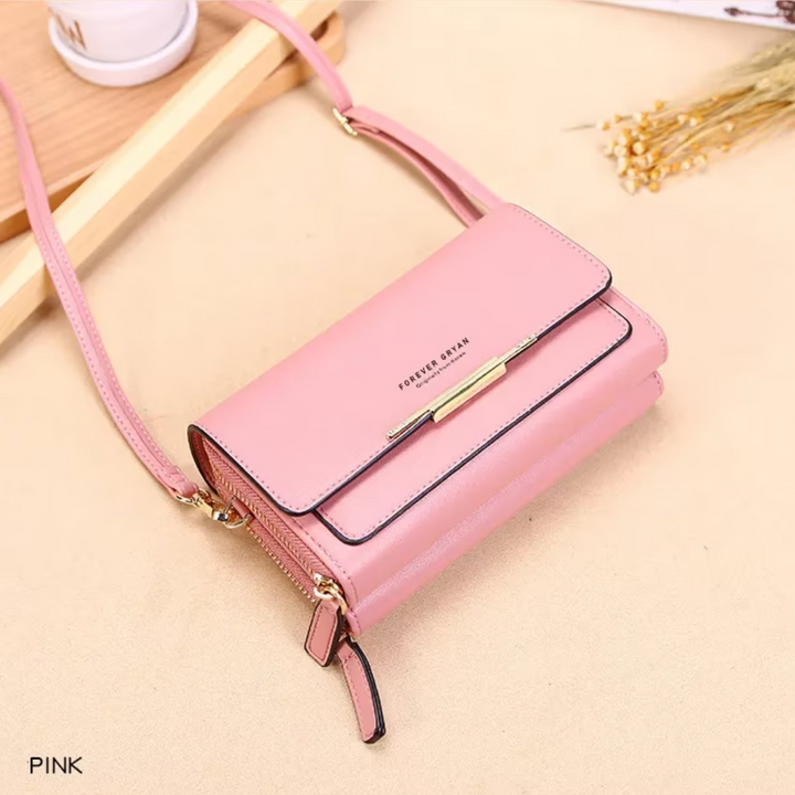 Sleek PU leather women's shoulder bag, multi-pocket for everyday organization.
