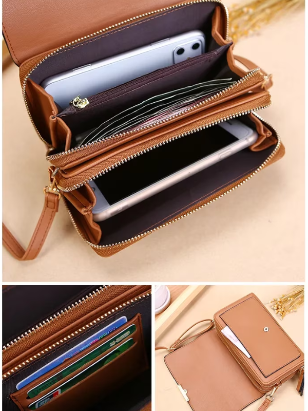 Women's organized PU leather shoulder bag, perfect for daily and travel needs.
