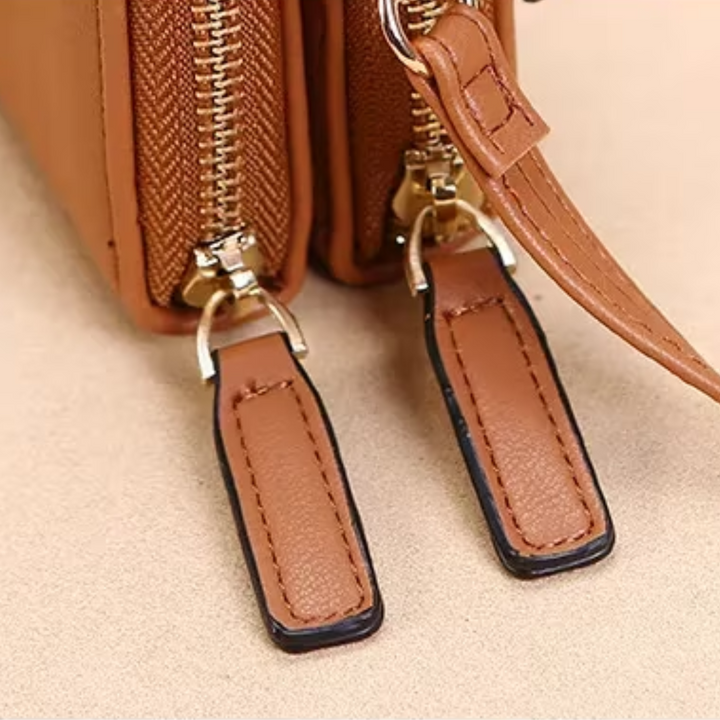 Essential women's multi-pocket PU leather crossbody, sleek & practical.