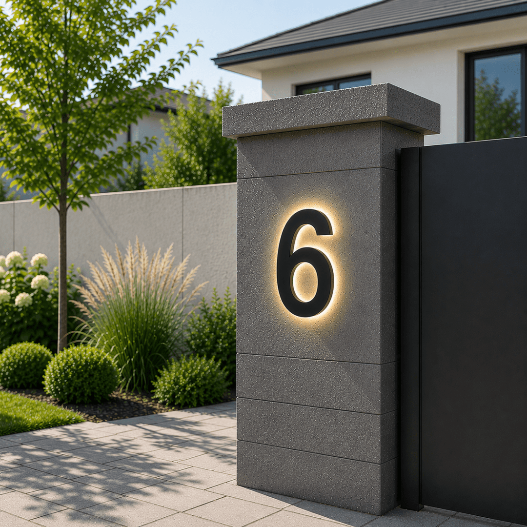 Durable, weather-resistant outdoor LED house numbers, a reliable modern lighting solution for your home.