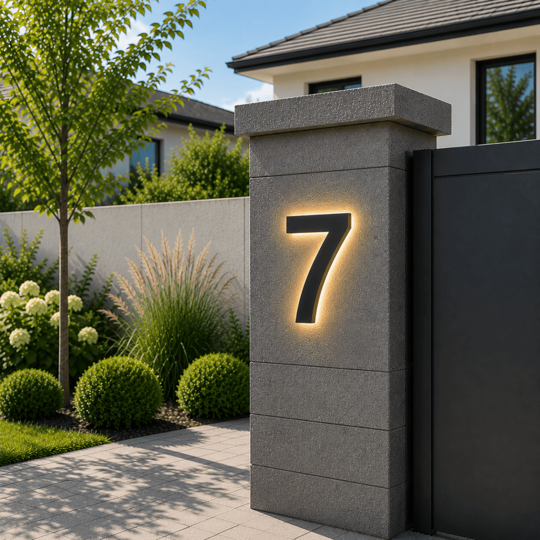 Contemporary LED home address sign, offering a modern look and clear visibility for your house numbers.
