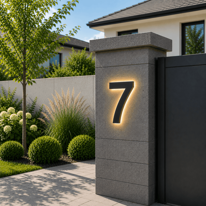 Contemporary LED home address sign, offering a modern look and clear visibility for your house numbers.