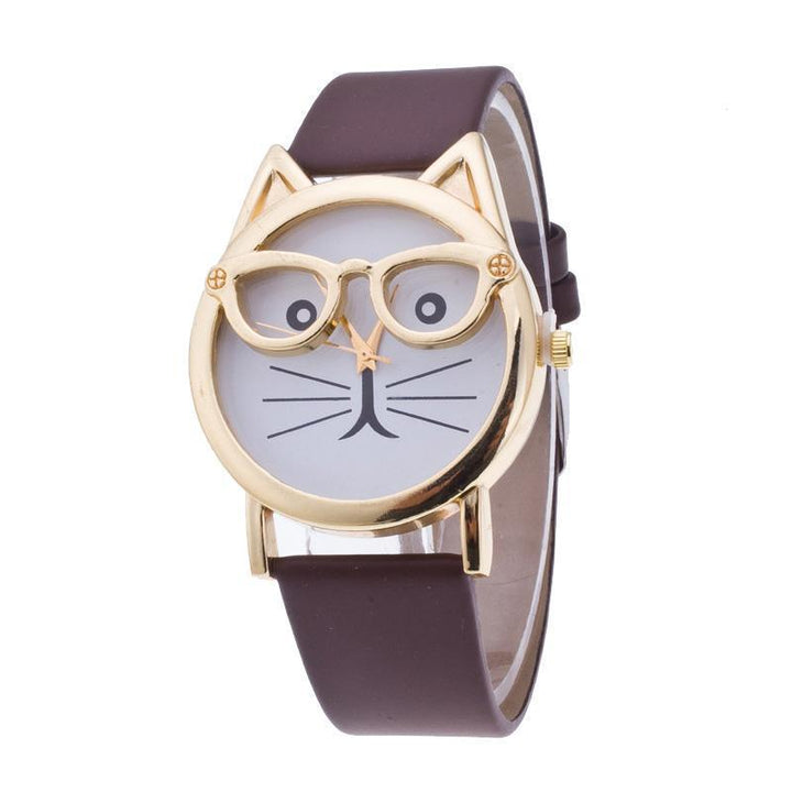 Fun animal watch, featuring a cute cat face on a unisex wristwatch with an adjustable strap. Quartz movement.