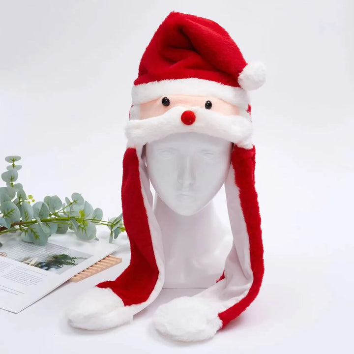 Unisex interactive plush hat with moving ears, fun character headwear.