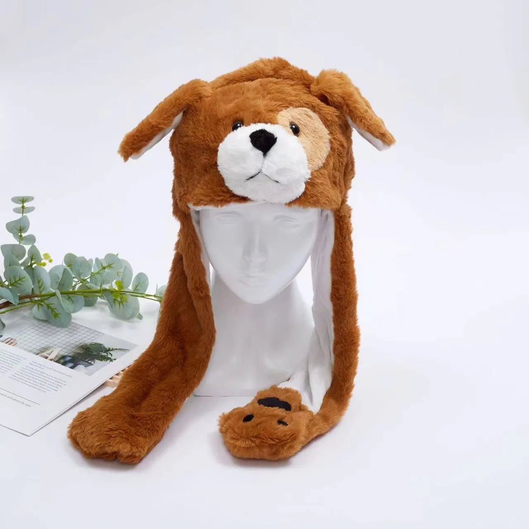 Interactive moving ears hat, a fun cartoon animal design for parties.