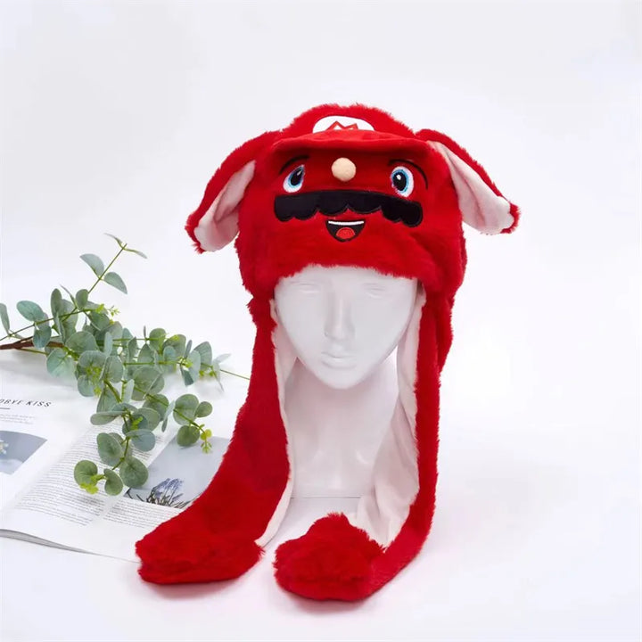 Cozy bear moving ears hat, interactive headwear for winter fun.