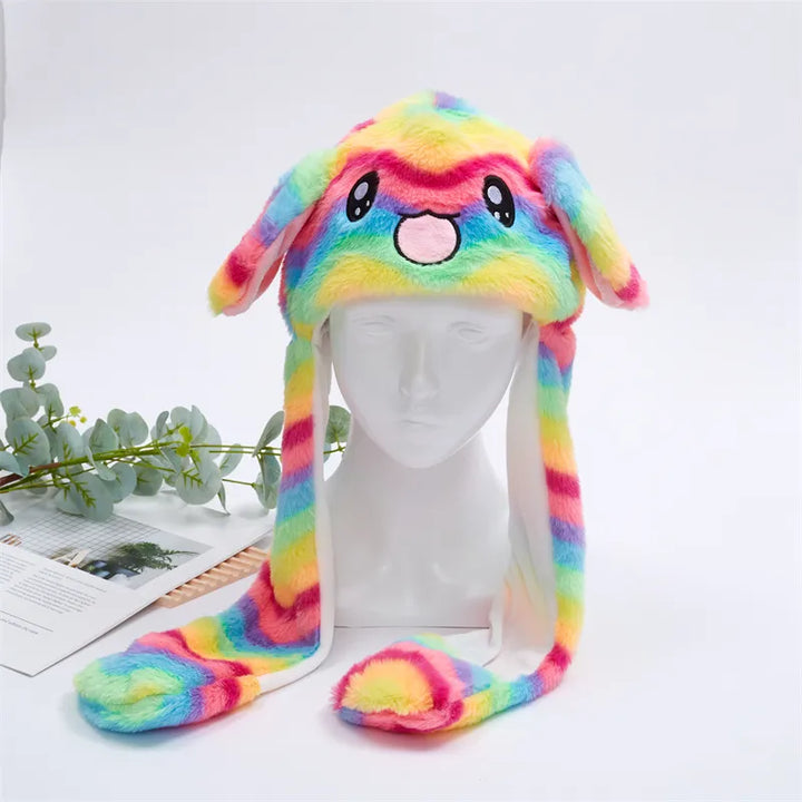 Fun dog moving ears hat, a playful cartoon headwear for unisex wear.