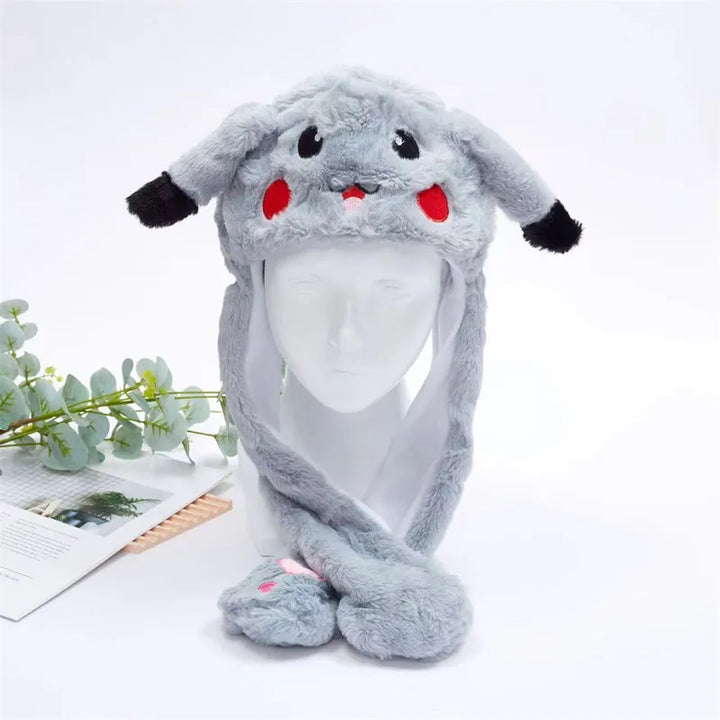 Vibrant cartoon moving ears hat, interactive plush headwear for fun.