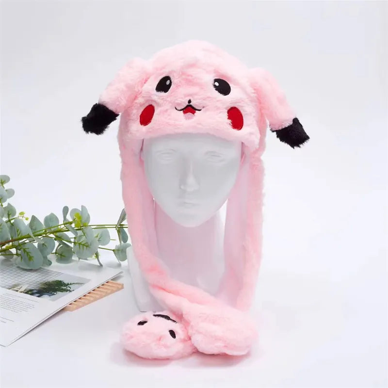 Unisex character moving ears hat, soft and interactive for daily wear.