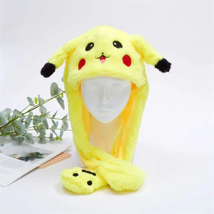 Adorable rabbit moving ears hat, interactive plush headwear for festivals.