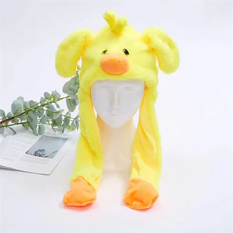 Charming rabbit moving ears hat, interactive plush, perfect party prop.