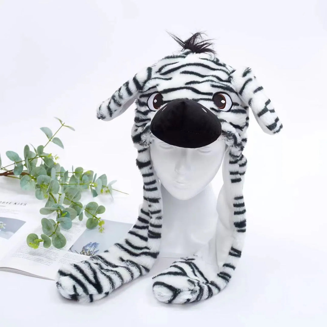 Cuddly bear moving ears hat, interactive plush, an excellent festive accessory.