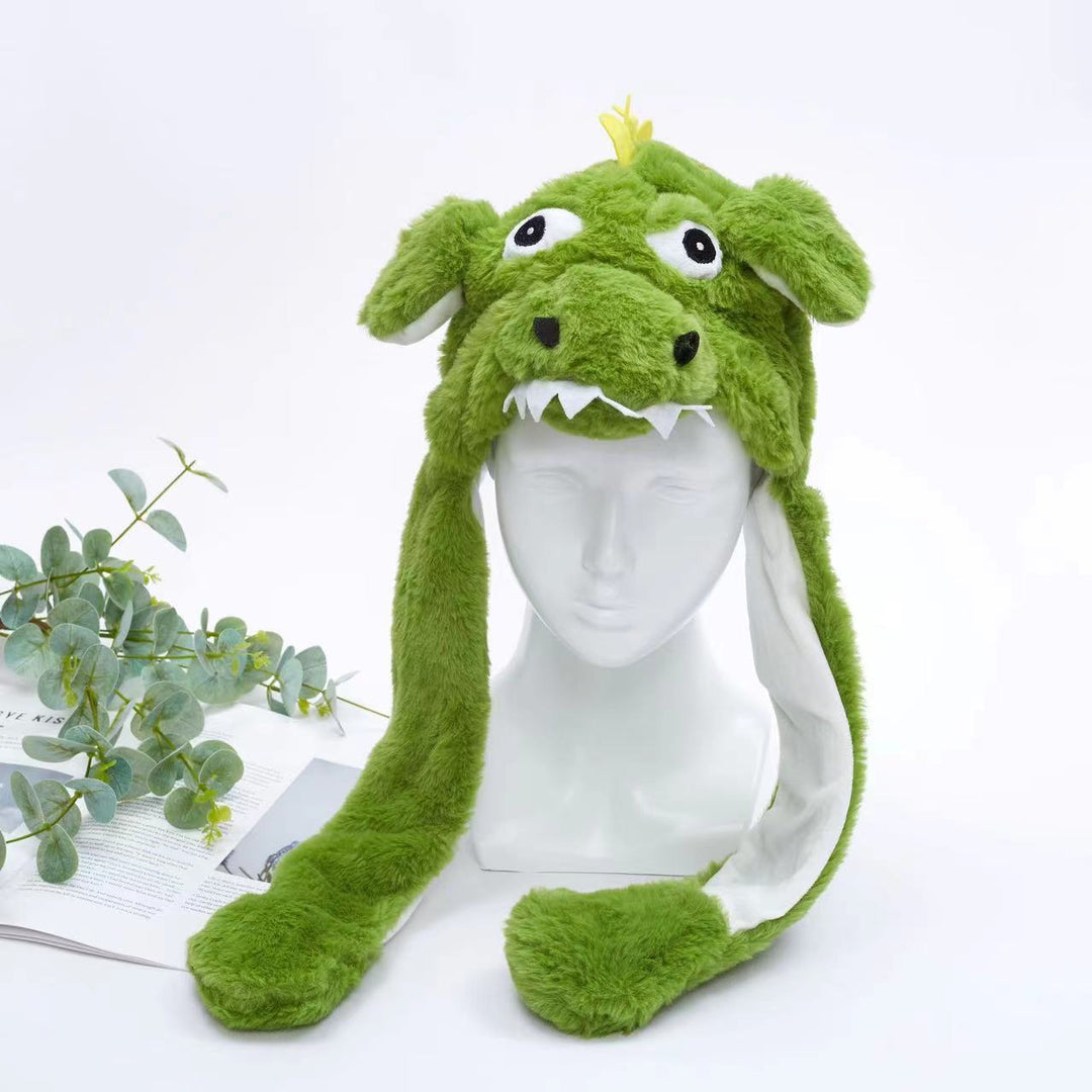 Expressive cartoon moving ears hat, interactive plush for lively events.