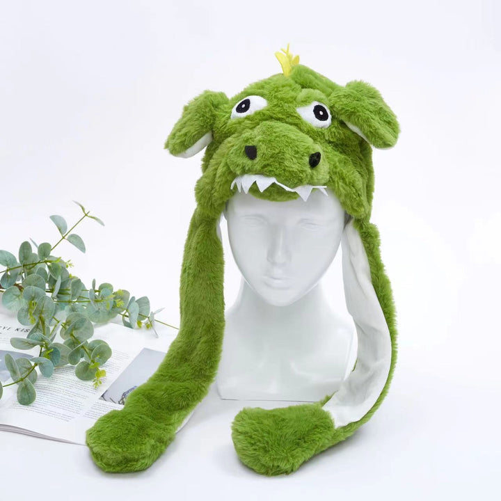 Expressive cartoon moving ears hat, interactive plush for lively events.