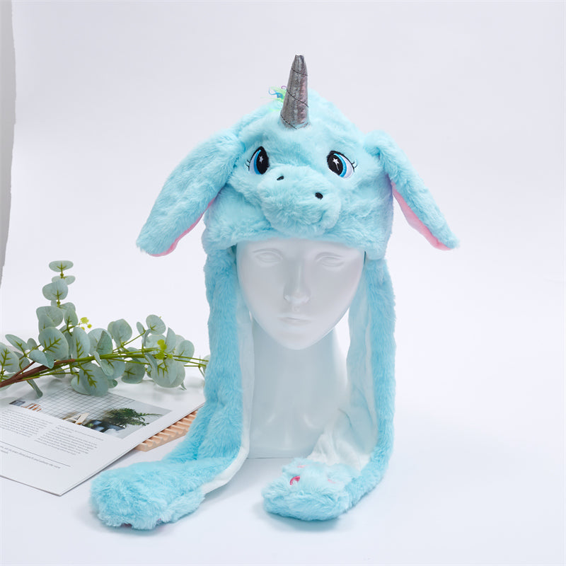 Unisex interactive moving ears hat, cute character headwear for all ages.