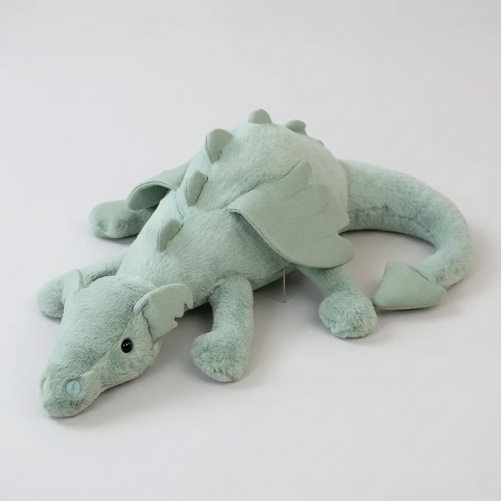 Cute, soft green dragon plush toy for kids, perfect for snuggles and imaginative play. Adorable stuffed animal gift.