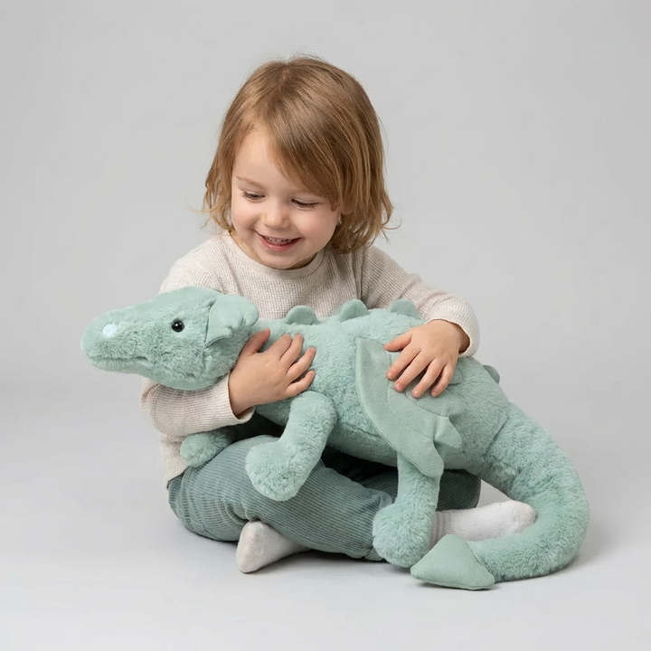 Adorable kids' dragon stuffed animal, super soft for comfort, ideal as a cute room decor piece or special gift.