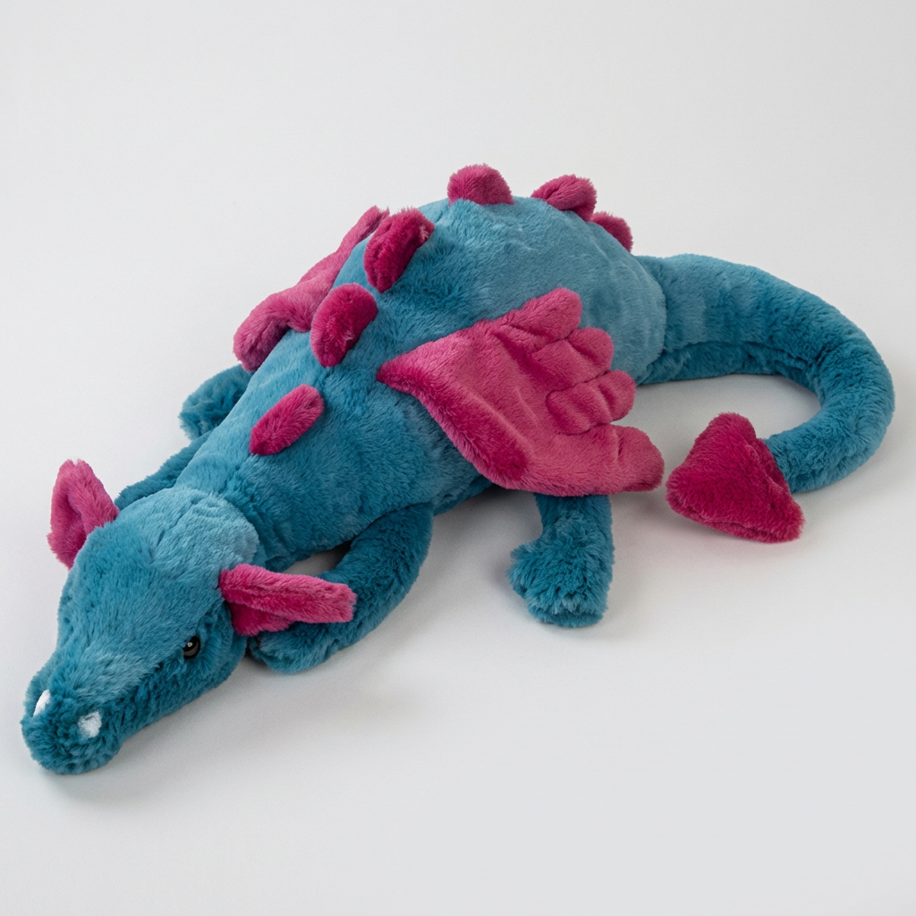 Vibrant dragon plush toy, a cuddly stuffed animal for imaginative kids' play & a perfect gift for children.