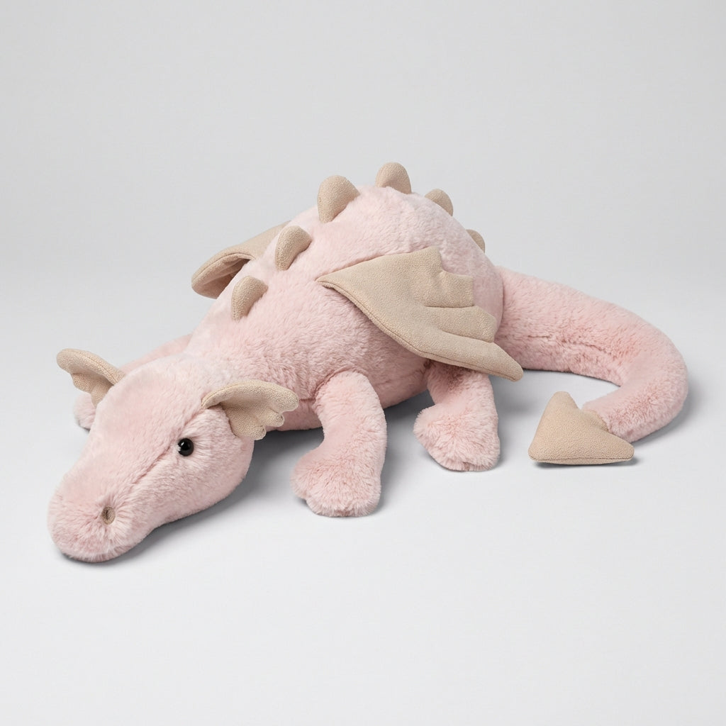 Soft, cuddly green dragon plush toy for children, a lovable stuffed animal companion for comfort and adventure.