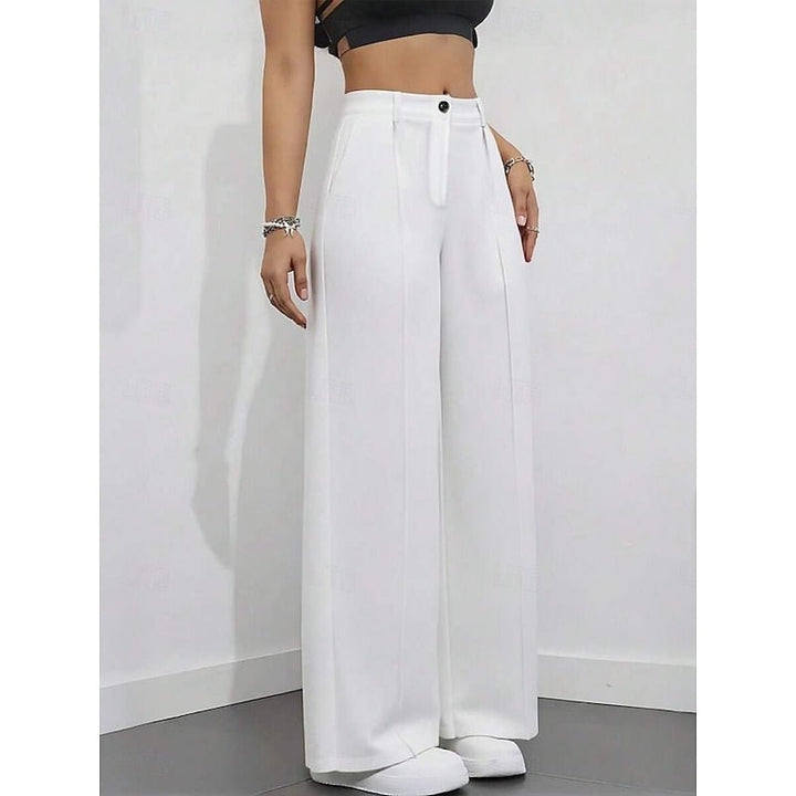 Professional women's straight-leg dress pants, high-waist tailored for elegant office fashion.
